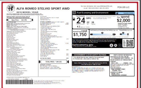 New 2018 Alfa Romeo Stelvio Sport Q4 for sale Sold at Alfa Romeo of Westport in Westport CT 06880 26
