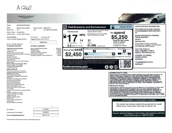 Used 2017 Aston Martin Rapide S Sedan for sale Sold at Alfa Romeo of Westport in Westport CT 06880 23