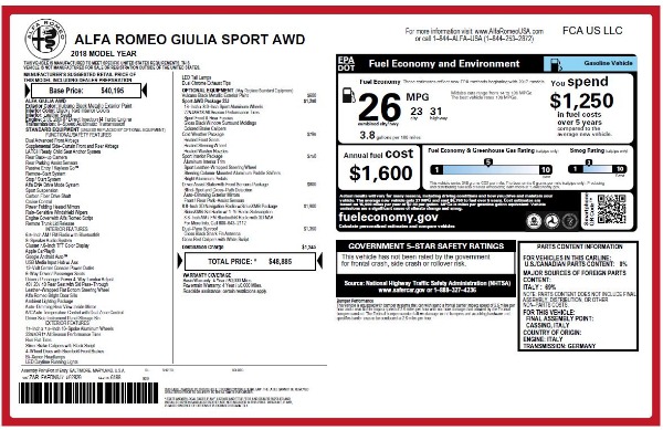 New 2018 Alfa Romeo Giulia Sport Q4 for sale Sold at Alfa Romeo of Westport in Westport CT 06880 20