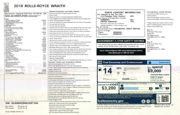 New 2019 Rolls-Royce Wraith for sale Sold at Alfa Romeo of Westport in Westport CT 06880 24