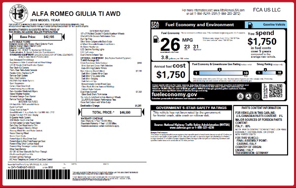 New 2019 Alfa Romeo Giulia Ti Q4 for sale Sold at Alfa Romeo of Westport in Westport CT 06880 21