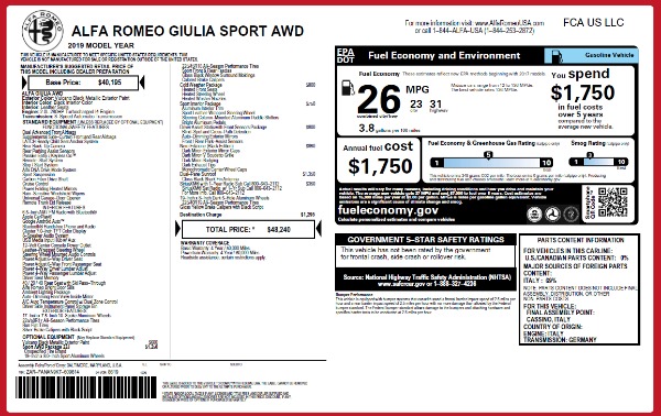 New 2019 Alfa Romeo Giulia Sport Q4 for sale Sold at Alfa Romeo of Westport in Westport CT 06880 24