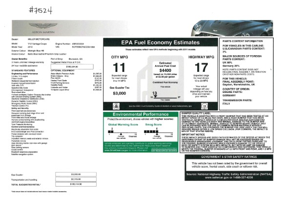 Used 2012 Aston Martin V12 Vantage for sale Sold at Alfa Romeo of Westport in Westport CT 06880 19