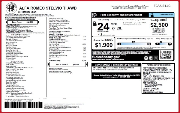 New 2019 Alfa Romeo Stelvio Ti Q4 for sale $50,440 at Alfa Romeo of Westport in Westport CT 06880 2