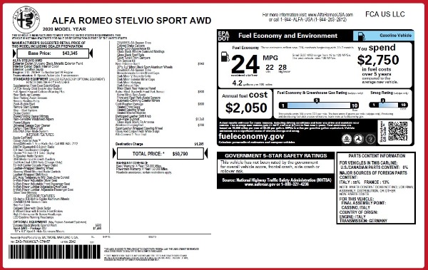 New 2020 Alfa Romeo Stelvio Sport Q4 for sale Sold at Alfa Romeo of Westport in Westport CT 06880 2