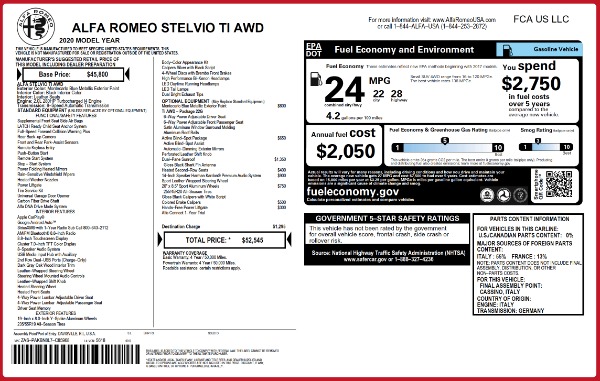 New 2020 Alfa Romeo Stelvio Ti Q4 for sale $52,545 at Alfa Romeo of Westport in Westport CT 06880 2