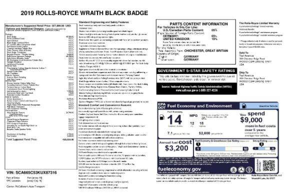 New 2019 Rolls-Royce Wraith Black Badge for sale Sold at Alfa Romeo of Westport in Westport CT 06880 9