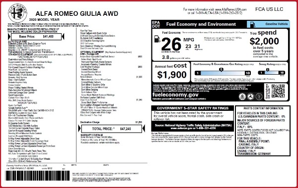 New 2020 Alfa Romeo Giulia Q4 for sale Sold at Alfa Romeo of Westport in Westport CT 06880 2