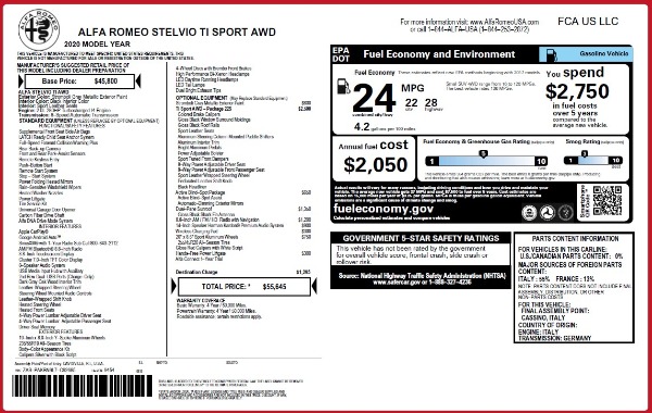 New 2020 Alfa Romeo Stelvio Ti Sport Q4 for sale $55,645 at Alfa Romeo of Westport in Westport CT 06880 2