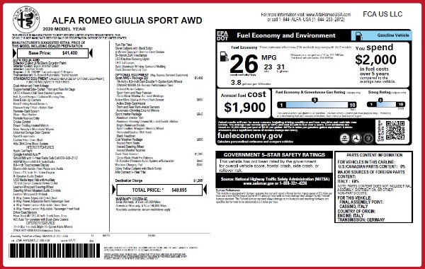 New 2020 Alfa Romeo Giulia Sport Q4 for sale Sold at Alfa Romeo of Westport in Westport CT 06880 2