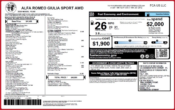 New 2020 Alfa Romeo Giulia Sport Q4 for sale Sold at Alfa Romeo of Westport in Westport CT 06880 23