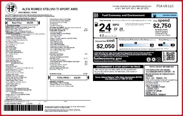 New 2020 Alfa Romeo Stelvio Ti Sport Q4 for sale Sold at Alfa Romeo of Westport in Westport CT 06880 2