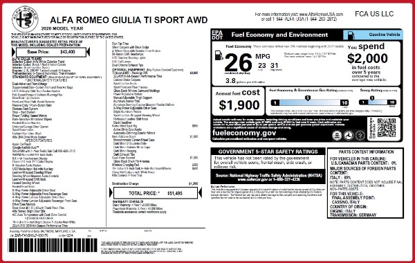 New 2020 Alfa Romeo Giulia Ti Sport Q4 for sale $51,495 at Alfa Romeo of Westport in Westport CT 06880 28