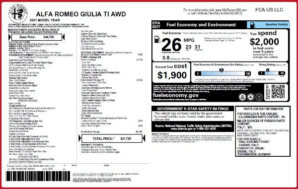 New 2021 Alfa Romeo Giulia Ti Q4 for sale Sold at Alfa Romeo of Westport in Westport CT 06880 27