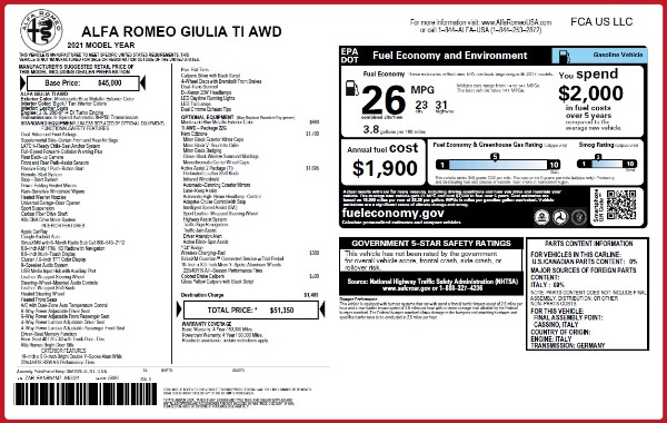 New 2021 Alfa Romeo Giulia Ti Q4 for sale Sold at Alfa Romeo of Westport in Westport CT 06880 2