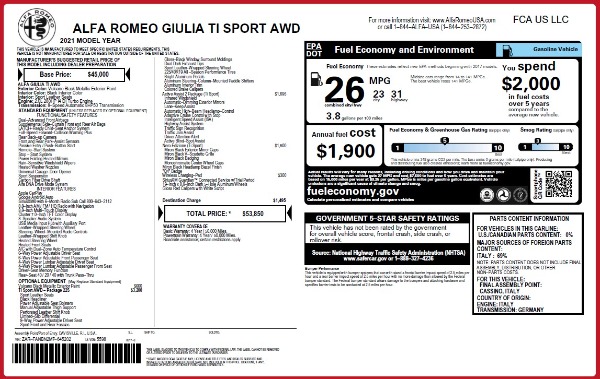 New 2021 Alfa Romeo Giulia Ti Sport Q4 for sale Sold at Alfa Romeo of Westport in Westport CT 06880 25