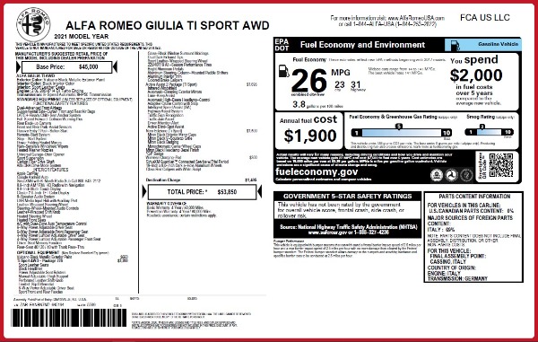 New 2021 Alfa Romeo Giulia Ti Sport Q4 for sale Sold at Alfa Romeo of Westport in Westport CT 06880 24