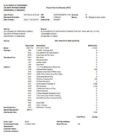 New 2021 Alfa Romeo Stelvio Ti Sport Q4 for sale Sold at Alfa Romeo of Westport in Westport CT 06880 2