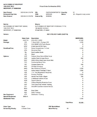 New 2021 Alfa Romeo Stelvio Ti Sport Q4 for sale Sold at Alfa Romeo of Westport in Westport CT 06880 2