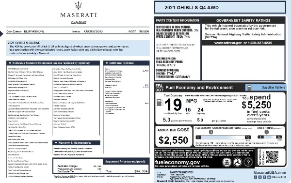 New 2021 Maserati Ghibli S Q4 for sale Sold at Alfa Romeo of Westport in Westport CT 06880 28