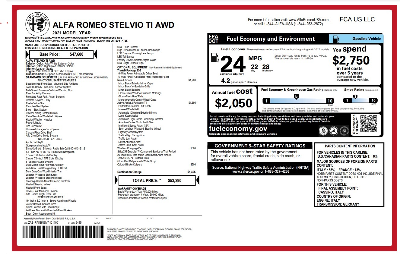 New 2021 Alfa Romeo Stelvio Ti for sale Sold at Alfa Romeo of Westport in Westport CT 06880 1