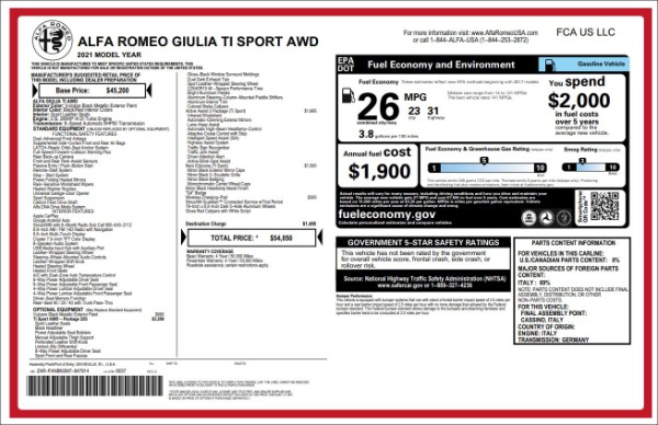 New 2021 Alfa Romeo Giulia Ti Sport Q4 for sale Sold at Alfa Romeo of Westport in Westport CT 06880 19
