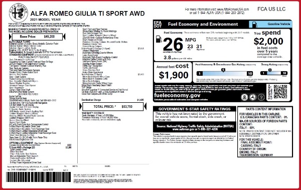New 2021 Alfa Romeo Giulia Ti Sport Q4 for sale Call for price at Alfa Romeo of Westport in Westport CT 06880 26