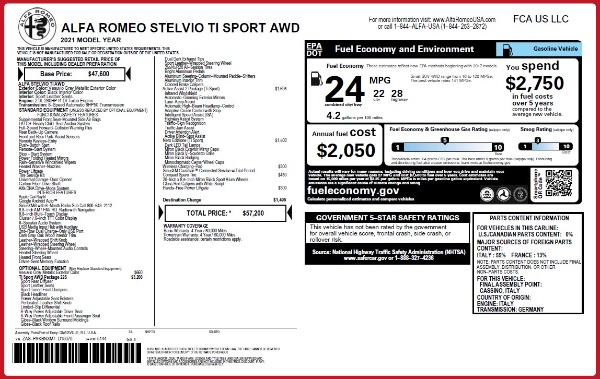 New 2021 Alfa Romeo Stelvio Ti Sport Q4 for sale Sold at Alfa Romeo of Westport in Westport CT 06880 2