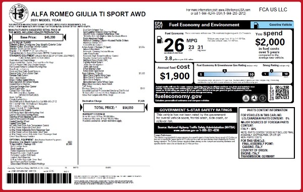 New 2021 Alfa Romeo Giulia Ti Sport Q4 for sale Sold at Alfa Romeo of Westport in Westport CT 06880 2