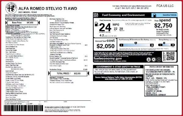 New 2021 Alfa Romeo Stelvio Ti Q4 for sale $52,555 at Alfa Romeo of Westport in Westport CT 06880 2