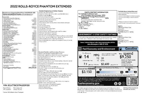 New 2022 Rolls-Royce Phantom EWB for sale Sold at Alfa Romeo of Westport in Westport CT 06880 9