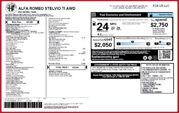 New 2021 Alfa Romeo Stelvio Ti Q4 for sale $52,045 at Alfa Romeo of Westport in Westport CT 06880 2