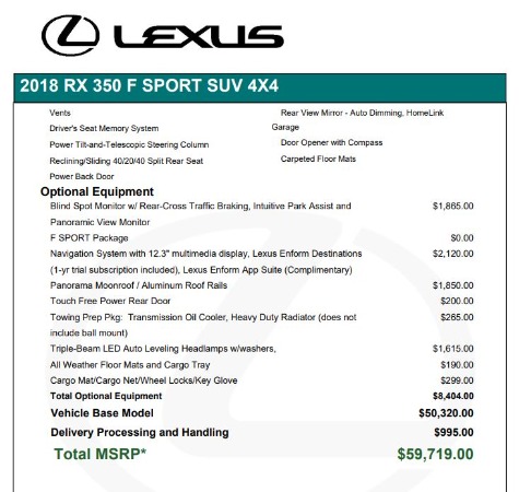 Used 2018 Lexus RX 350 F SPORT for sale Sold at Alfa Romeo of Westport in Westport CT 06880 28
