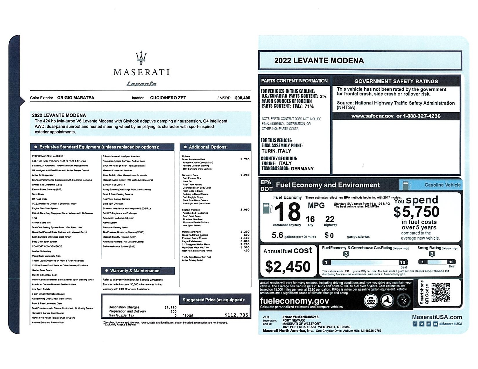 New 2022 Maserati Levante Modena for sale Sold at Alfa Romeo of Westport in Westport CT 06880 1