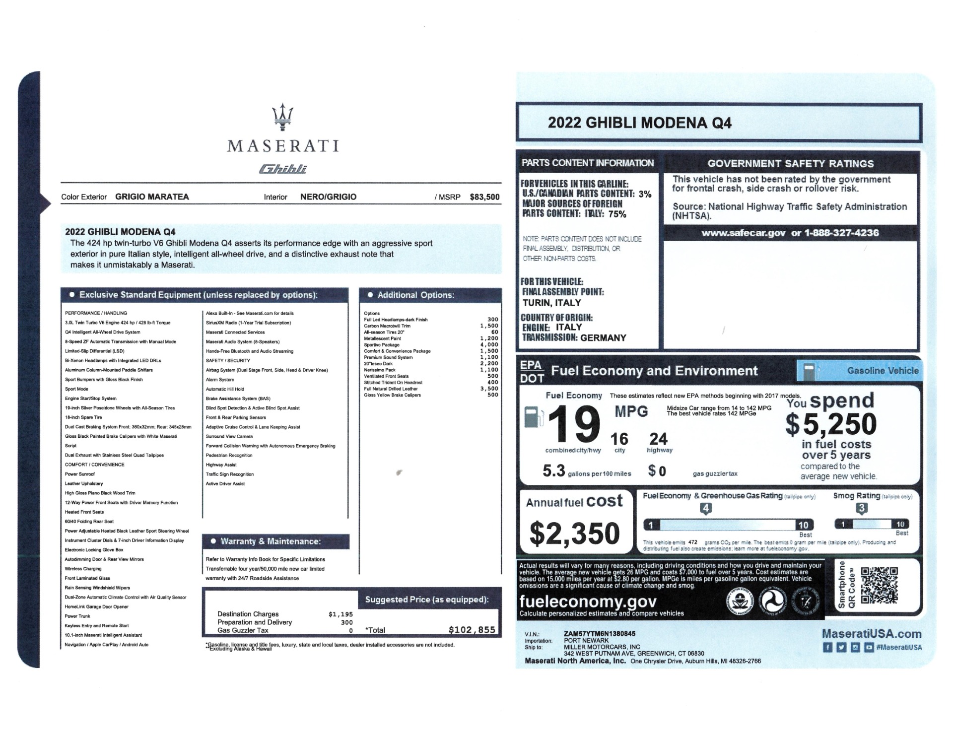 New 2022 Maserati Ghibli Modena Q4 for sale Sold at Alfa Romeo of Westport in Westport CT 06880 1