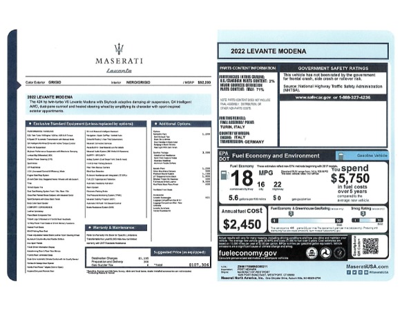 New 2022 Maserati Levante Modena for sale $107,306 at Alfa Romeo of Westport in Westport CT 06880 22