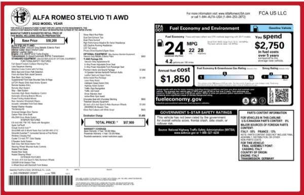 New 2022 Alfa Romeo Stelvio Ti for sale $57,900 at Alfa Romeo of Westport in Westport CT 06880 2