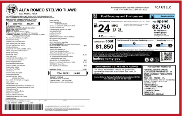New 2022 Alfa Romeo Stelvio Ti for sale $56,405 at Alfa Romeo of Westport in Westport CT 06880 22