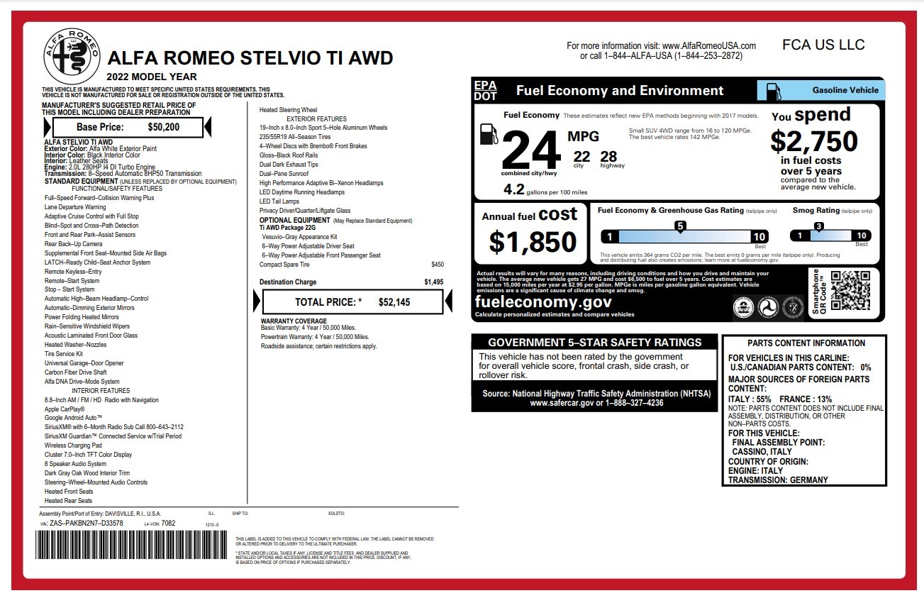 New 2022 Alfa Romeo Stelvio Ti for sale Sold at Alfa Romeo of Westport in Westport CT 06880 1