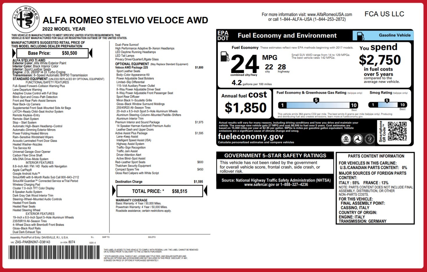 New 2022 Alfa Romeo Stelvio Veloce for sale Sold at Alfa Romeo of Westport in Westport CT 06880 1