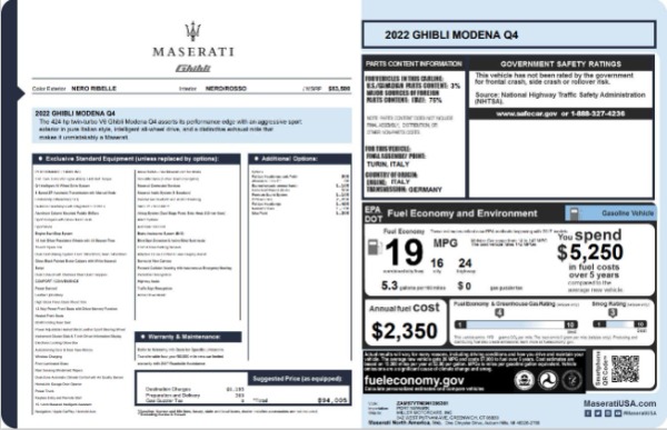 New 2022 Maserati Ghibli Modena Q4 for sale $84,457 at Alfa Romeo of Westport in Westport CT 06880 28