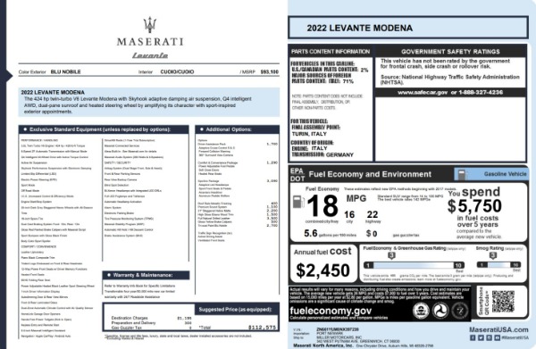 New 2022 Maserati Levante Modena for sale $112,575 at Alfa Romeo of Westport in Westport CT 06880 28