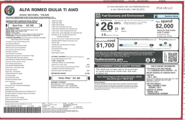 New 2022 Alfa Romeo Giulia Ti for sale $51,895 at Alfa Romeo of Westport in Westport CT 06880 24