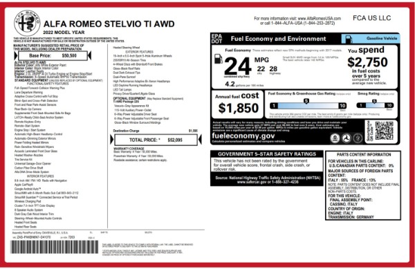 New 2022 Alfa Romeo Stelvio Ti for sale $52,095 at Alfa Romeo of Westport in Westport CT 06880 27