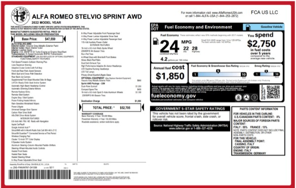 New 2022 Alfa Romeo Stelvio Sprint for sale $52,705 at Alfa Romeo of Westport in Westport CT 06880 28