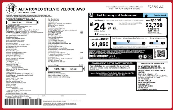 New 2022 Alfa Romeo Stelvio Veloce for sale Sold at Alfa Romeo of Westport in Westport CT 06880 2