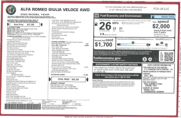 New 2022 Alfa Romeo Giulia Veloce for sale Sold at Alfa Romeo of Westport in Westport CT 06880 26