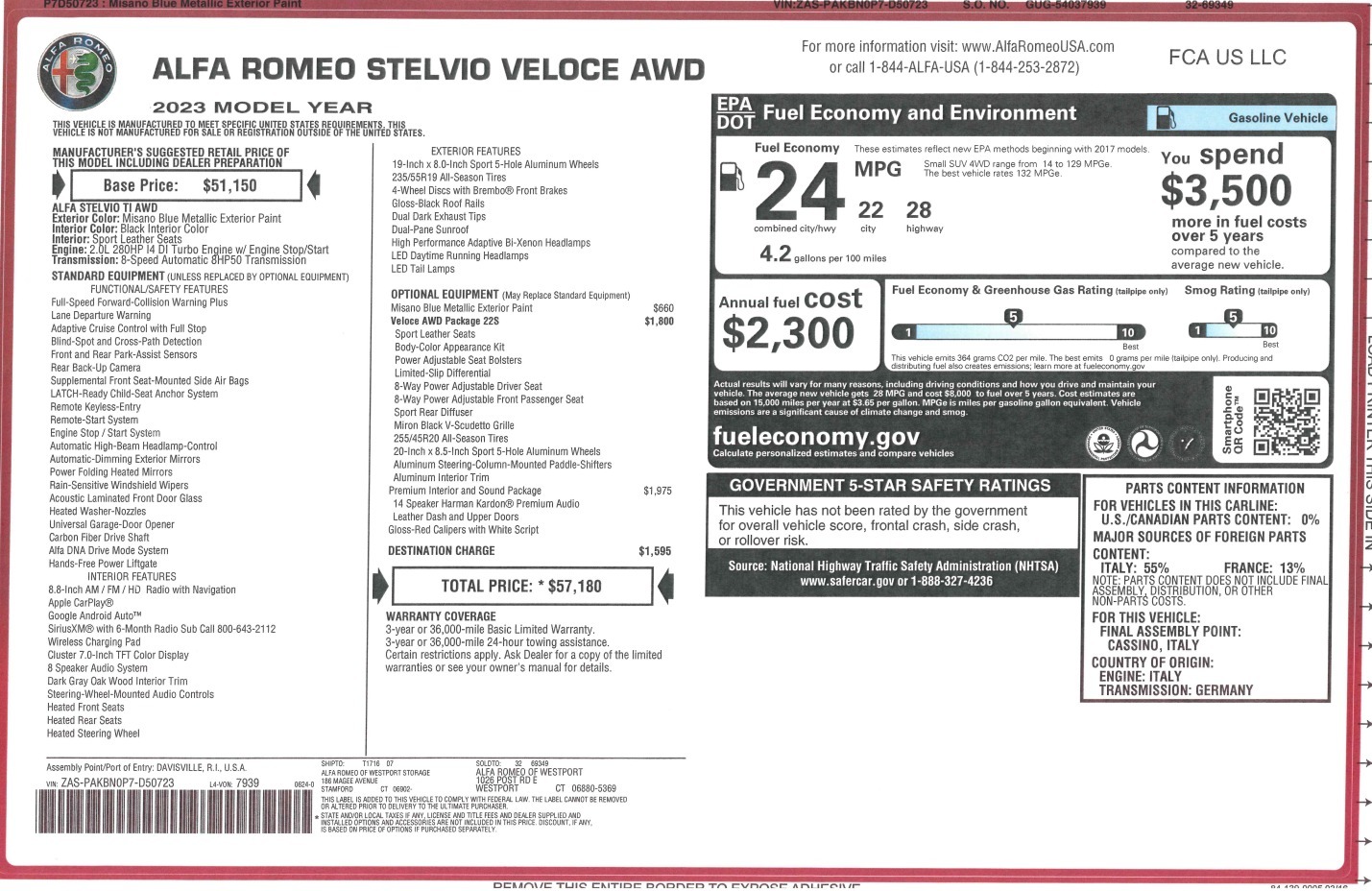 New 2023 Alfa Romeo Stelvio Veloce for sale Sold at Alfa Romeo of Westport in Westport CT 06880 1