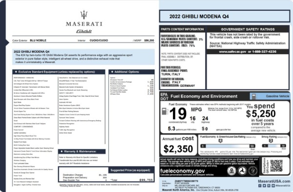New 2022 Maserati Ghibli Modena Q4 for sale $99,755 at Alfa Romeo of Westport in Westport CT 06880 24