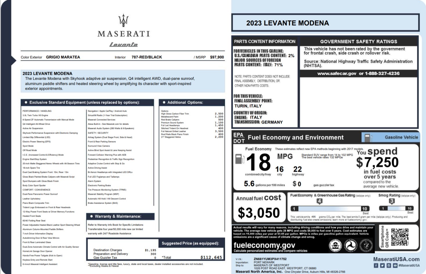 Used 2023 Maserati Levante Modena for sale $51,900 at Alfa Romeo of Westport in Westport CT 06880 1
